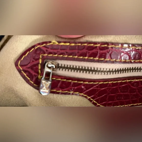 Iconic Monogram sturdy denim Canvas Shoulder Bag - Navy-Red-White gold hardware - Picture 7 of 16